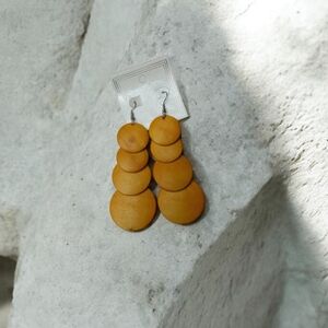 4 Tier Yellow Bohemian Wooden Rounds Graduating 4"